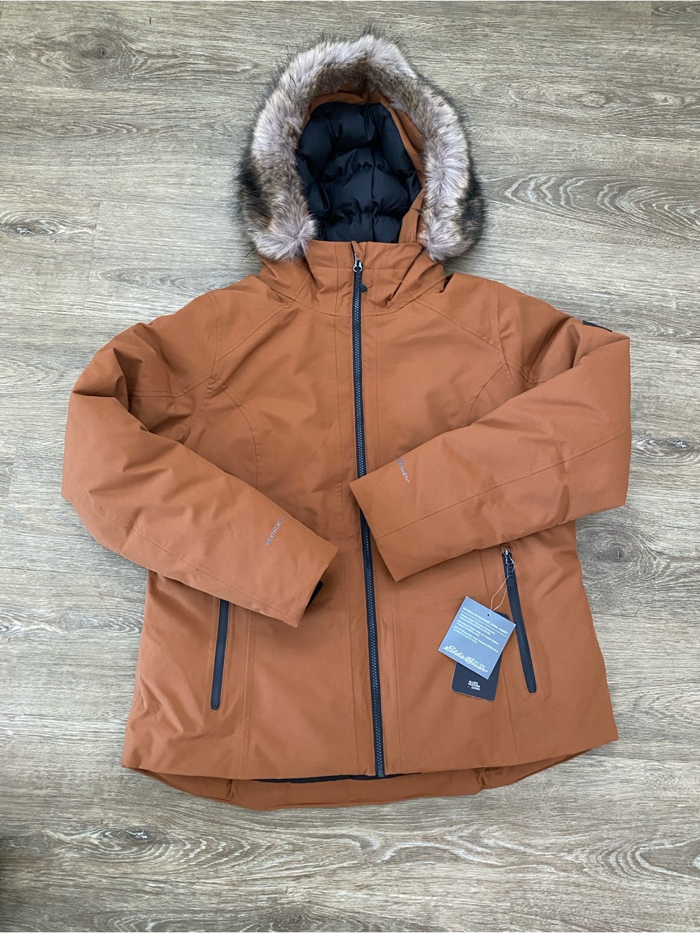 Eddie Bauer Women's Insulated Rust Hooded Puffer Jacket